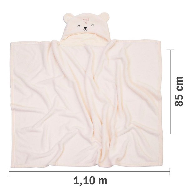 Cobertor Microfibra com Capuz Ursinho Manta Bebê Mamu Bichuus Off-White