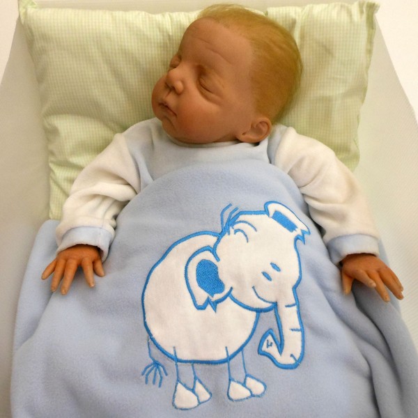 Cobertor Bebê Soft Forrado em Malha Bordado Elefante Zip Toys Azul