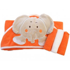 Toalha de Banho para Bebê com Capuz Elefante + Paninhos de Boca