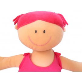 Boneca de Pano Menina Rosa em Tecido Antialérgico com Certificado do Inmetro