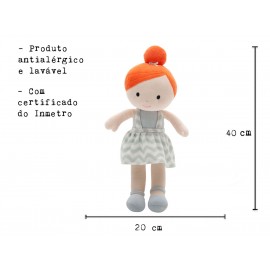 Boneca de Pano Ruiva Mari Menina em Tecido Antialérgico com Certificado do Inmetro