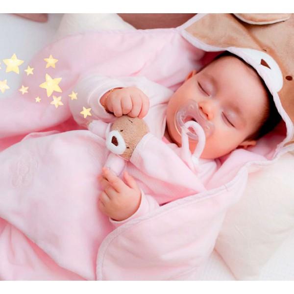 Naninha Ursinho Rosa Cheirinho para Bebê Dormir com Prendedor de Chupeta Zip Toys