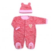 Macacão de Bebê Menina Inverno Soft Oncinha Rosa com Touca de Orelhinha Zip Toys