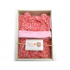 Macacão de Bebê Menina Inverno Soft Oncinha Rosa com Touca de Orelhinha Zip Toys