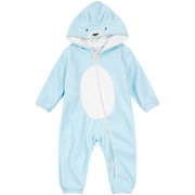 Macacão de Bebê Térmico com Proteção UV50+ Coelho Azul Listrado com Capuz e Zíper Inverno Brandili Menino