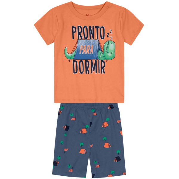 Pijama Infantil Que Brilha no Escuro Menino Verão Dinossauro Brandili