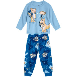Pijama Infantil que Brilha no Escuro Inverno Moletom Flanelado Menino Brandili Azul Ursinhos
