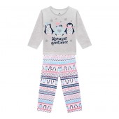 Pijama Infantil Inverno Moletom Flanelado Pinguins Menina Brandili 1-3/4-8 Anos