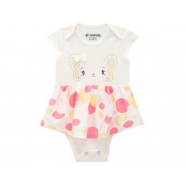 Vestido Body Para Bebê Verão Brandili Bolinhas Coloridas Elefante Menina P-M-G