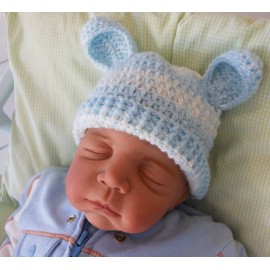 Touca para Bebê - Ursinho Listrado Azul