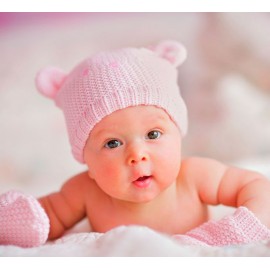 Touca para Bebê - Ursinho Rosa