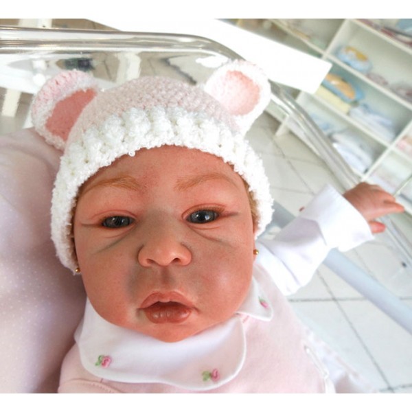 Touca para Bebê - Ursinho Rosa