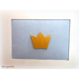 Quadro Coroa Dourada com Strass - Azul