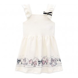 Vestido Infantil Verão Mundi Off-White Lacinhos Menina 1-3 Anos