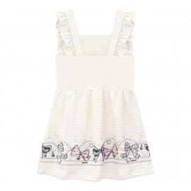 Vestido Infantil Verão Mundi Off-White Lacinhos Menina 1-3 Anos